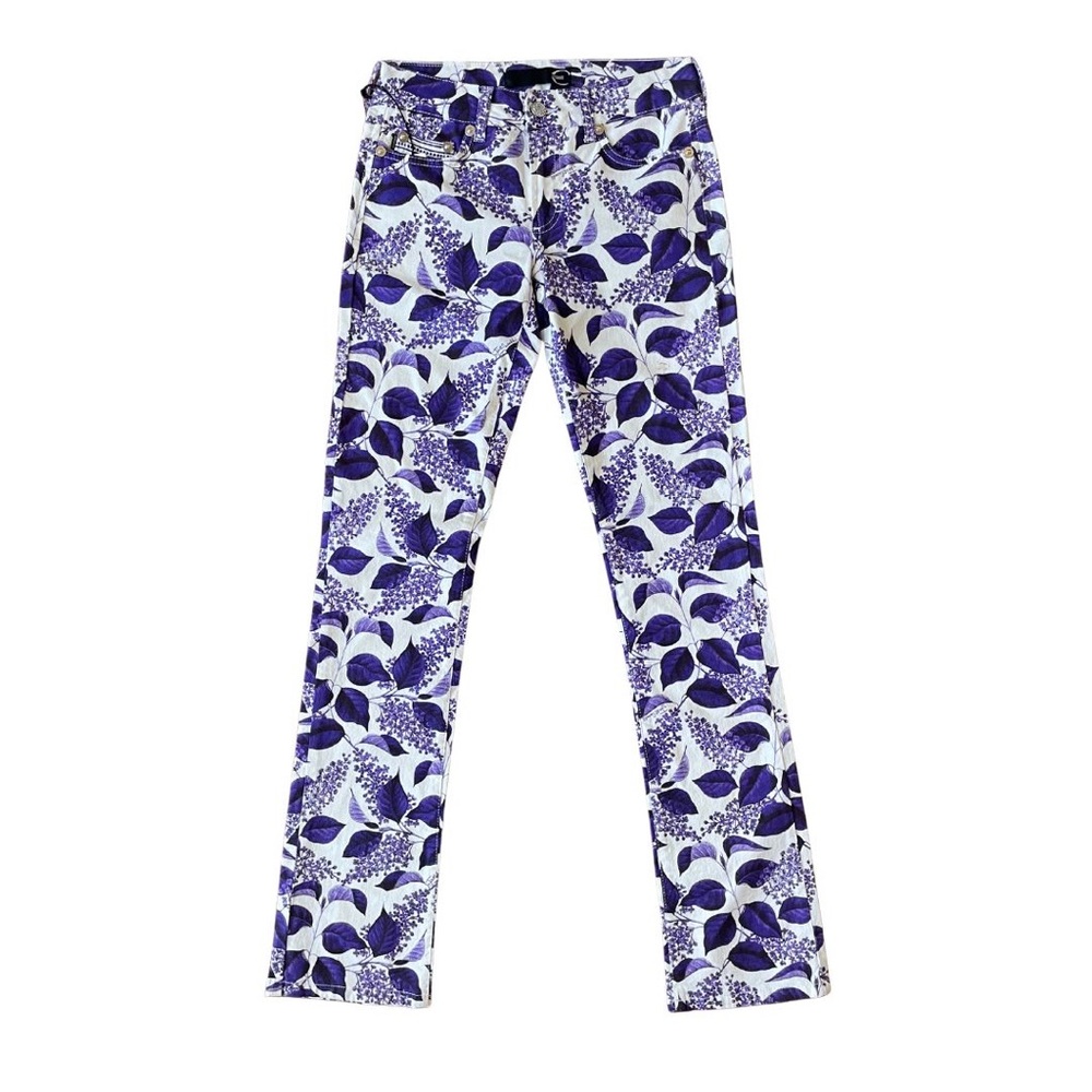 Purple Floral Print Women's Jeans